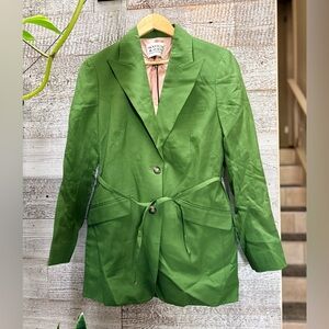 Scotch & Soda | NWT Linen-Blend Long Blazer w/ Charm Belt - M/L Garden Green